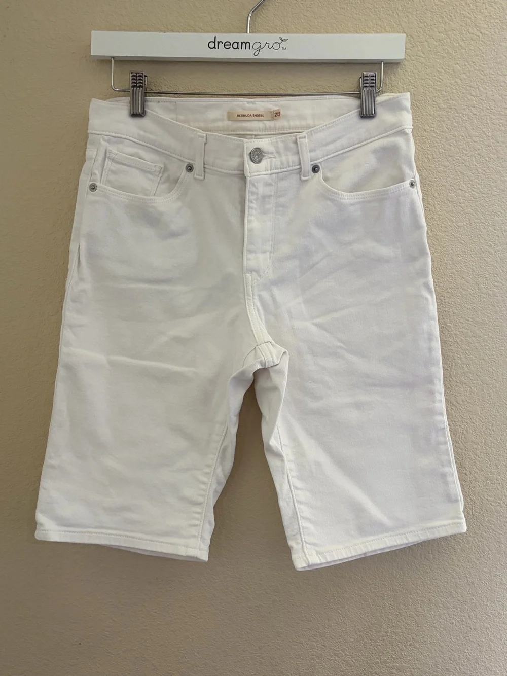Levi's White Denim Bermuda Shorts